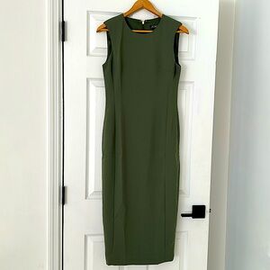 Jcrew Sleeveless sheath dress in drapey crepe - moss green